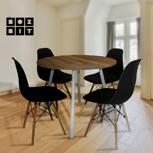 Kit por 4 sillas Eames Patas En Madera para comedor, sala, restaurante - Negras - VIRTUAL MUEBLES