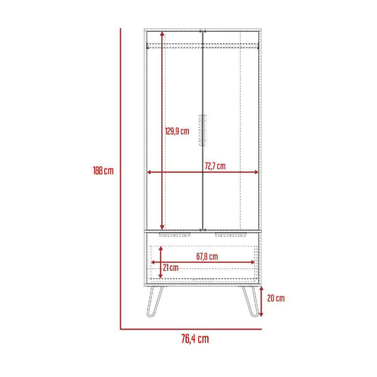 Closet Ali color Café claro y Wengue para Habitación.