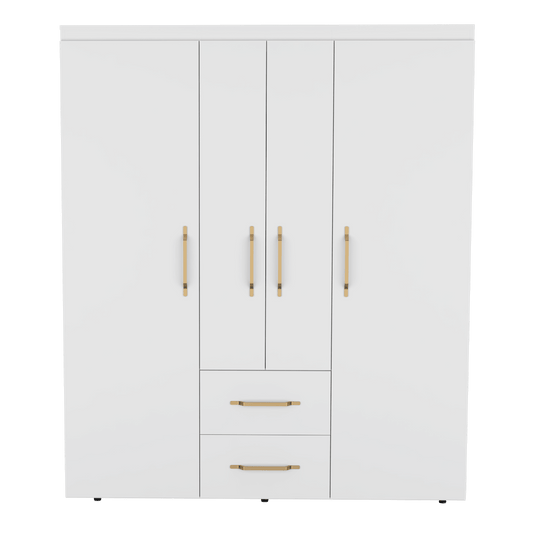 Closet Eco Golden, Blanco y Dorado, Variedad de Entrepaños y Cuatro Puertas Abatibles - VIRTUAL MUEBLES