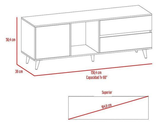 Mesa para TV Nashira color Miel y Plata oscuro para Sala.