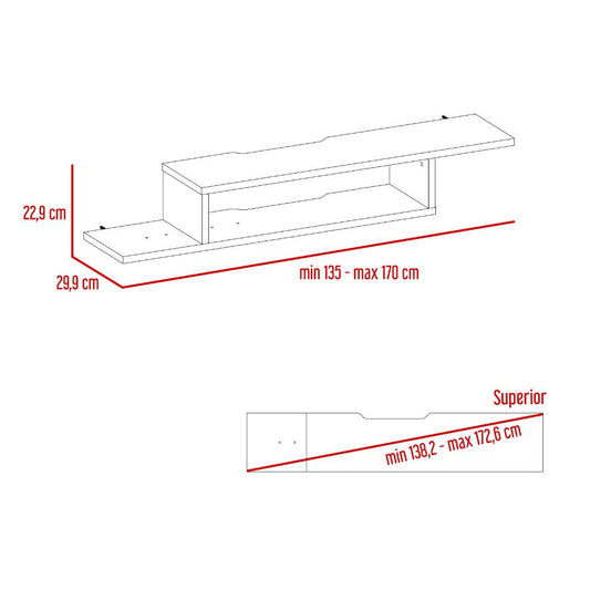 Mesa Para Tv Flotante Dilix, Gris, con superficie para objetos decorativos