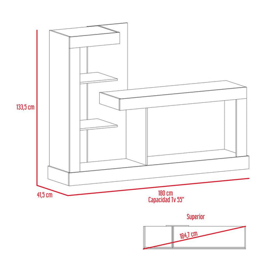 Mesa Para Tv Samir, Miel y Blanco, con Espacio Para Televisor de Hasta 55 Pulgadas - VIRTUAL MUEBLES