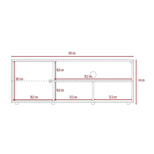 Mesa Para Tv Noah, Macadamia y Blanco Vainilla, con Variedad de Entrepaños - VIRTUAL MUEBLES