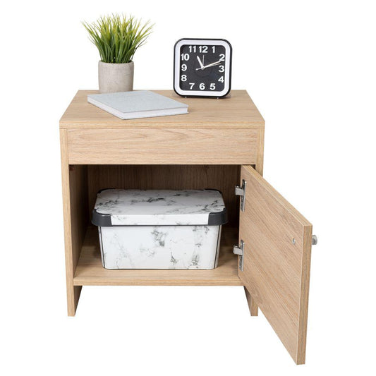 Mesa de Noche Tutto, Beige, con Cajón Para Guardar Objetos Ideal Para Espacios Reducidos - VIRTUAL MUEBLES