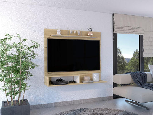 Panel de Tv Ascher, Café Claro y Blanco Duqueza, con Espacio Para Televisor de Hasta 55 Pulgadas - VIRTUAL MUEBLES