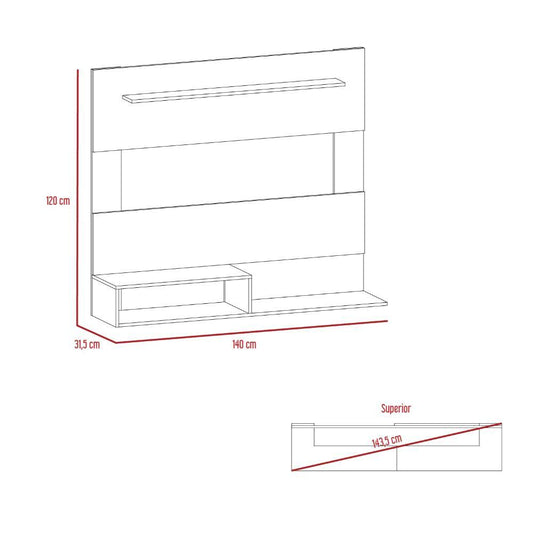 Panel de Tv Ascher, Café Claro y Blanco Duqueza, con Espacio Para Televisor de Hasta 55 Pulgadas - VIRTUAL MUEBLES