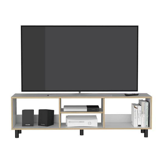 Mesa Para Tv Tunez Blanco y Café Claro Para Televisor Hasta 70 Pulgadas - VIRTUAL MUEBLES