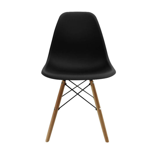 Kit por 4 sillas Eames Patas En Madera para comedor, sala, restaurante - Negras - VIRTUAL MUEBLES