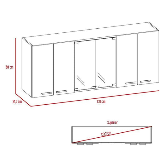 Gabinete Superior Vega color Blanco Y Wengue Para Cocina.